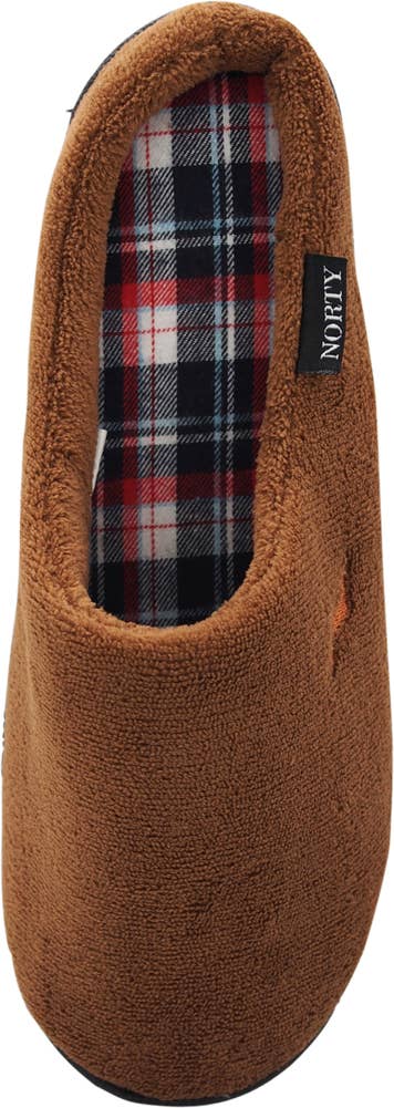 Norty Mens Slippers - Memory Foam Mule and Clog Slippers - Faux Suede, Microfiber or Flannel 40819-Brown Microfiber: Large