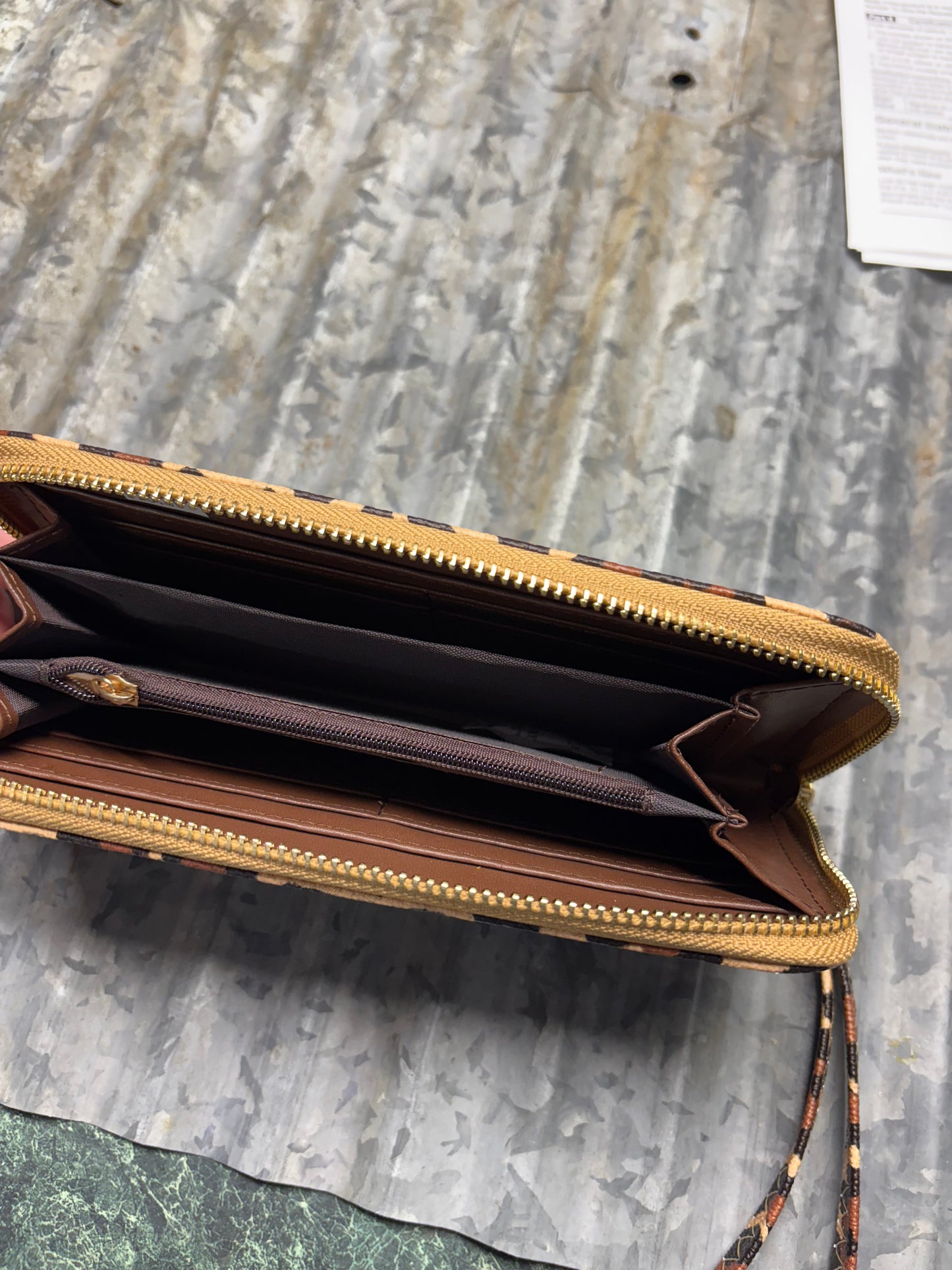 Stylish Leopard Print Zip-Around Wallet with Wrist Strap