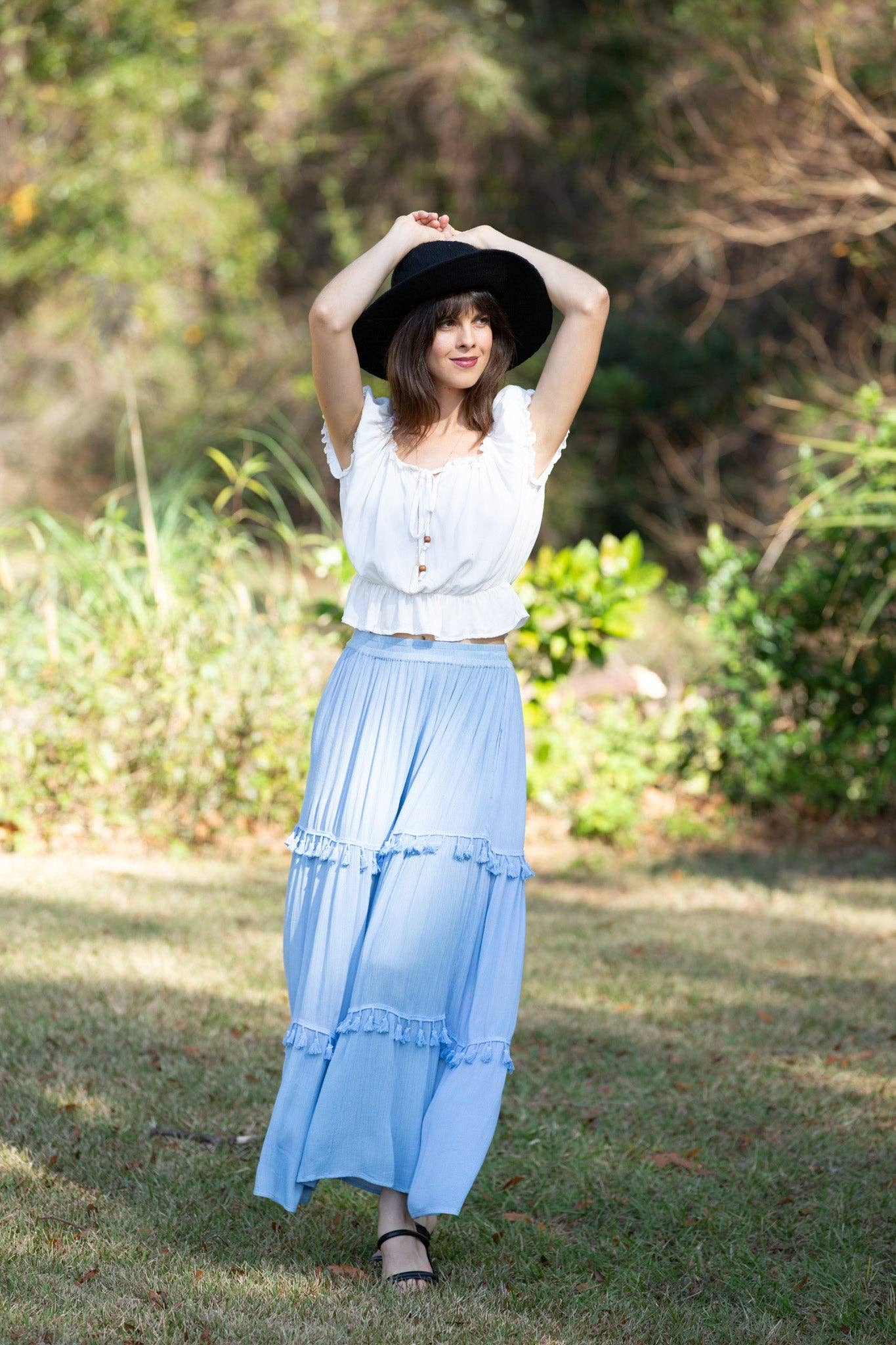Whimsical Tasseled Summer Maxi Skirt: 4 / One Size
