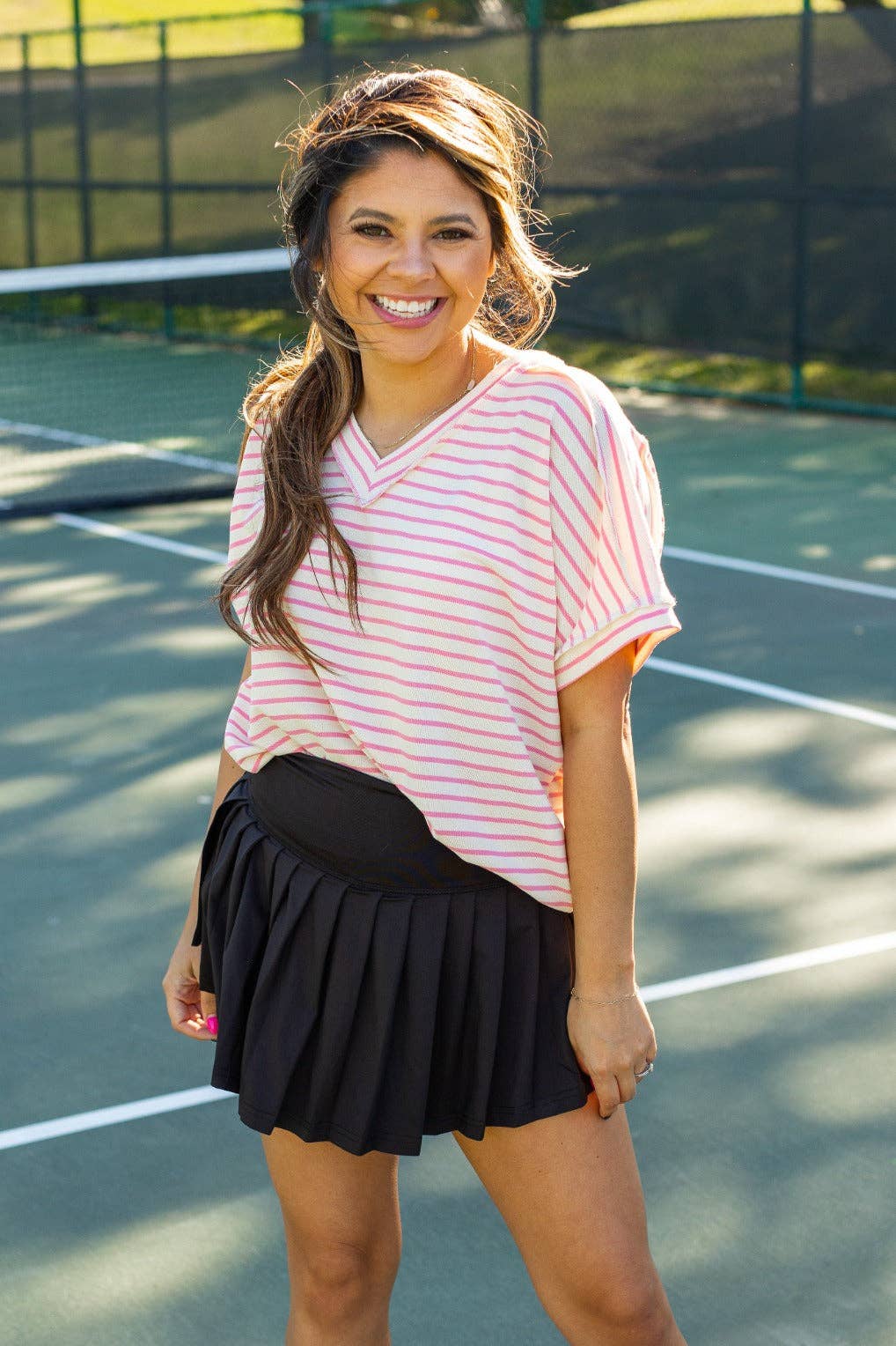 Black Pleated Skort With Pocket: Black / S
