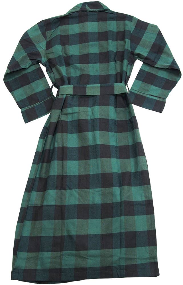 Norty Mens Flannel Bathrobe 41829 Green Black: Large