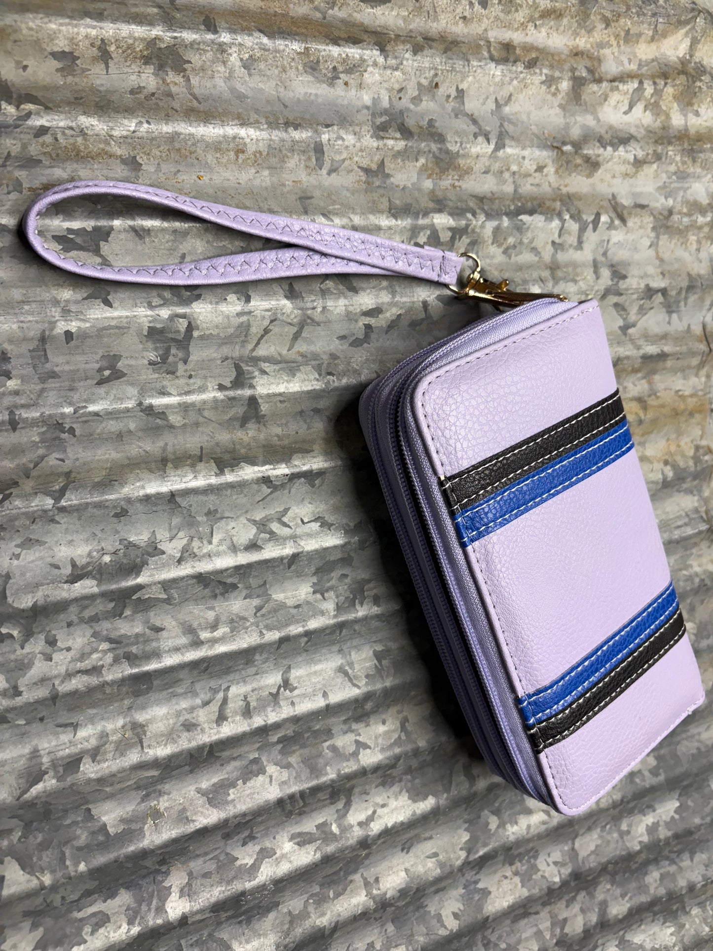 Stylish Lavender Wallet with Wrist Strap and Ample Storage