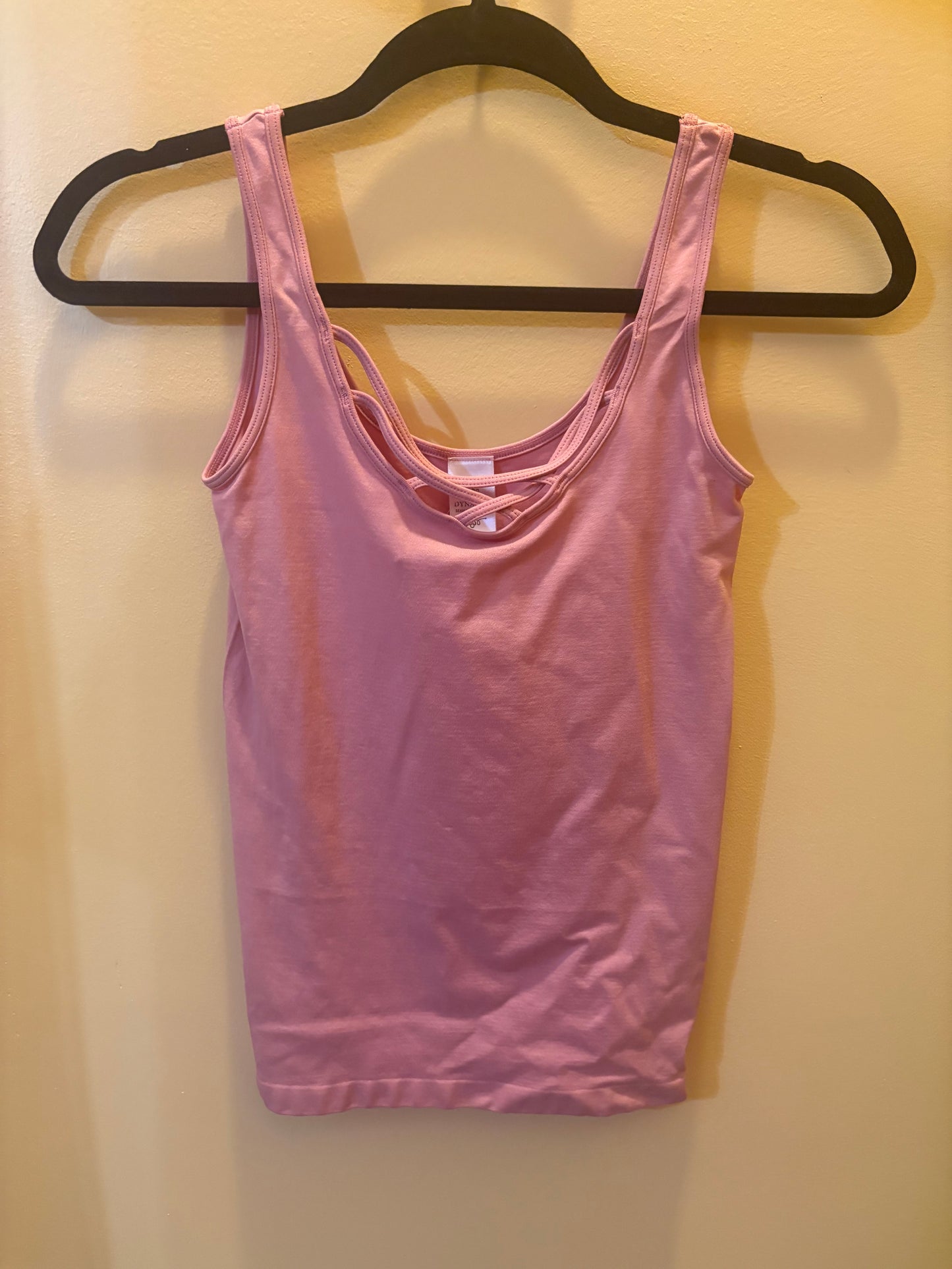 Pink Criss-Cross Tank Top with Strappy Front Detail