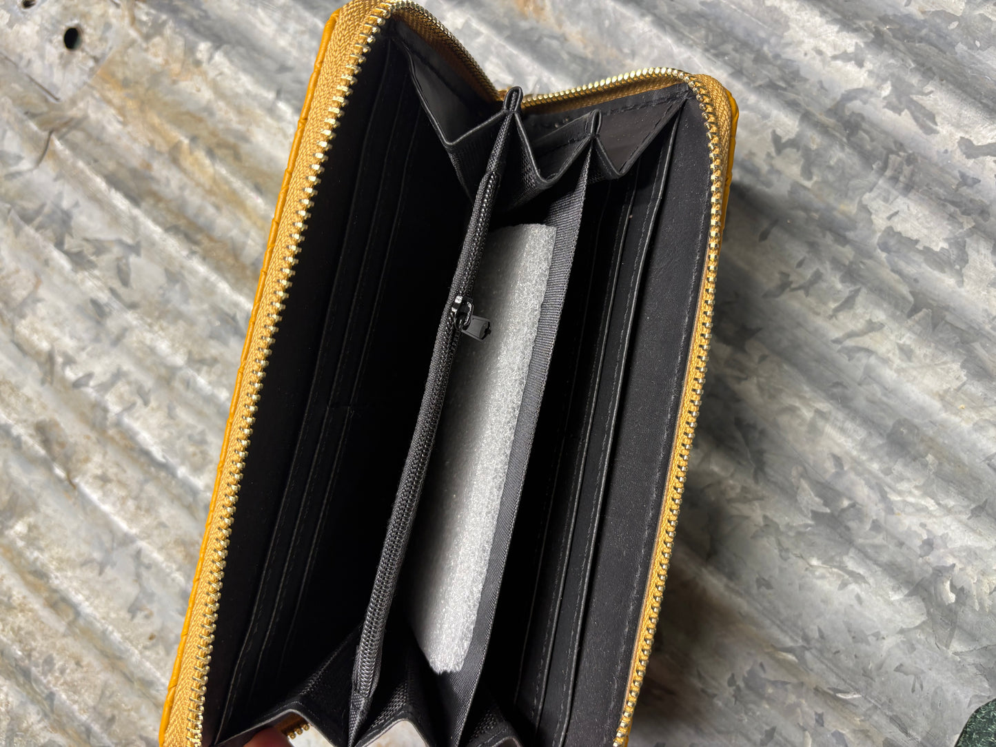 Stylish Mustard Yellow Woven Leather Wallet