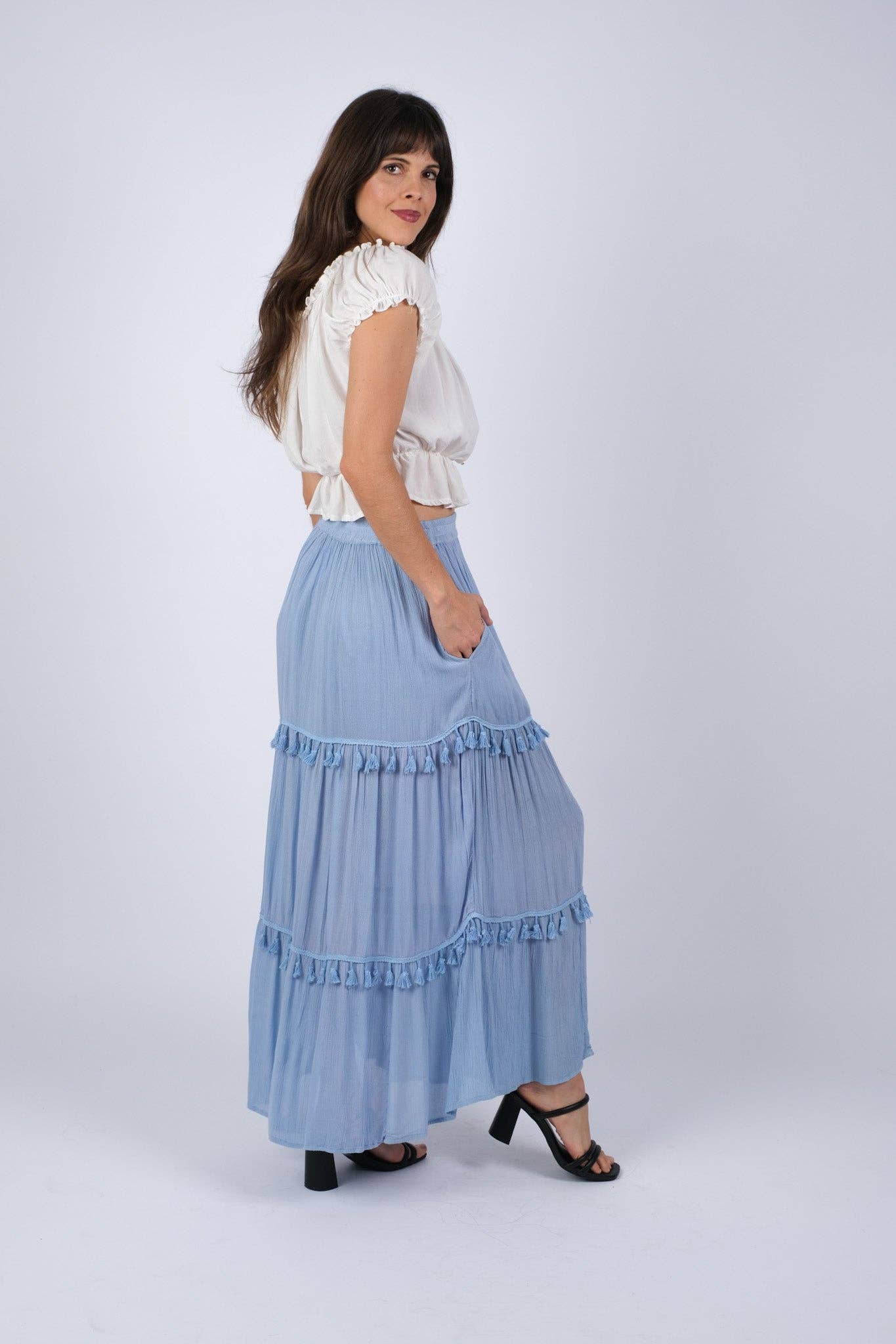 Whimsical Tasseled Summer Maxi Skirt: 4 / One Size