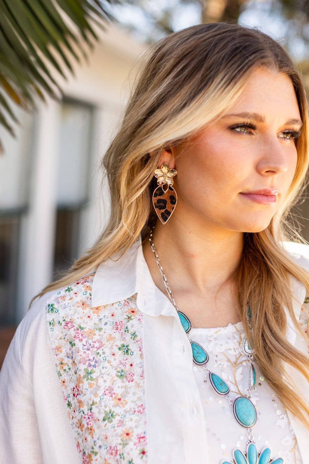 Button-Up with Embroidered Yoke, White: White / L
