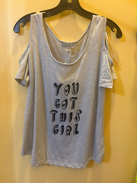 You Got This Girl” Inspirational Cold-Shoulder Tank Top