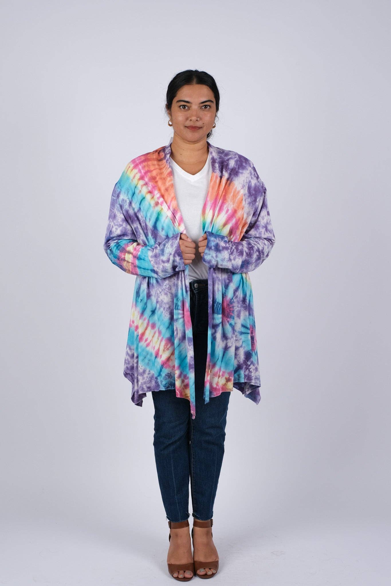Colorful Tie Dye Cardigan: 1 / (One Size Pack: XL/XXL)