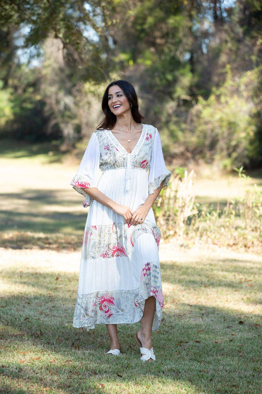 White Tiered Serene Maxi Dress: 2 / (Two Size Pack: S/M & L/XL)