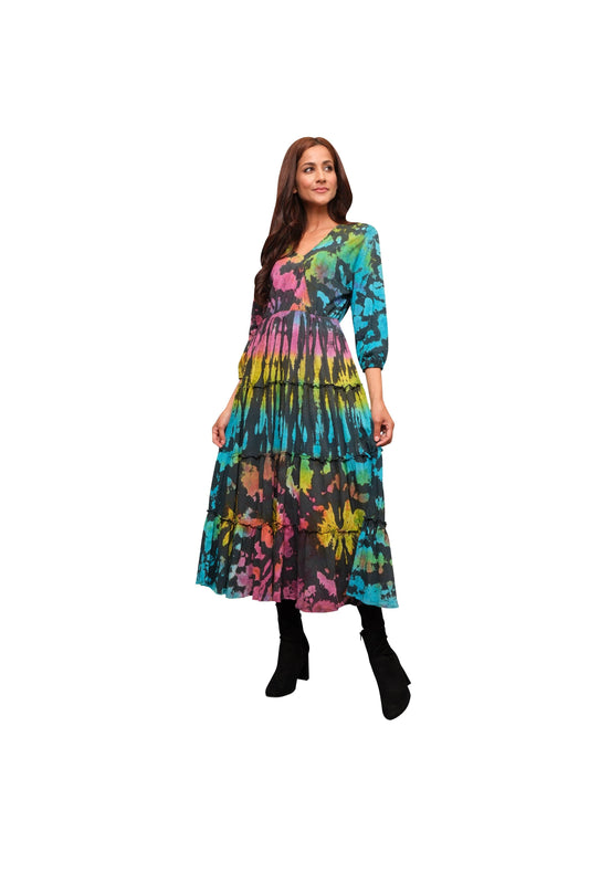 Cotton Multi-Colored Tie Dye Dress: 1