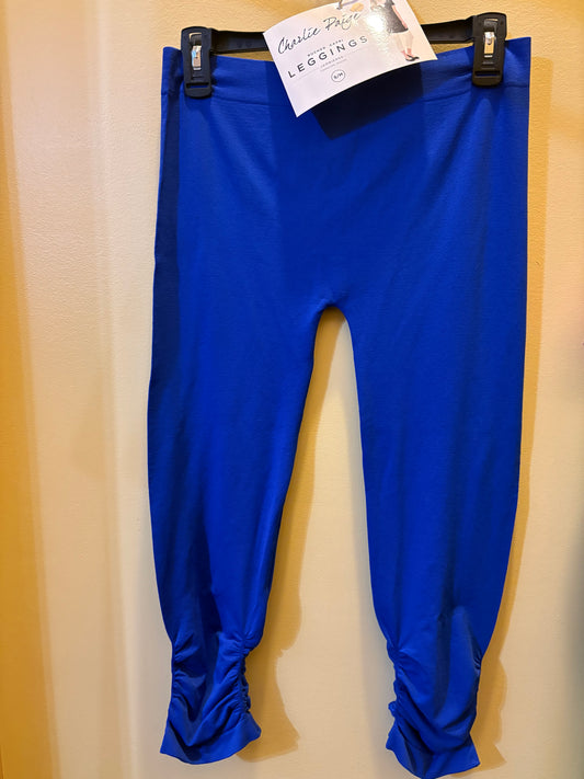 Charlie Paige Ruched Capri Leggings - Royal Blue