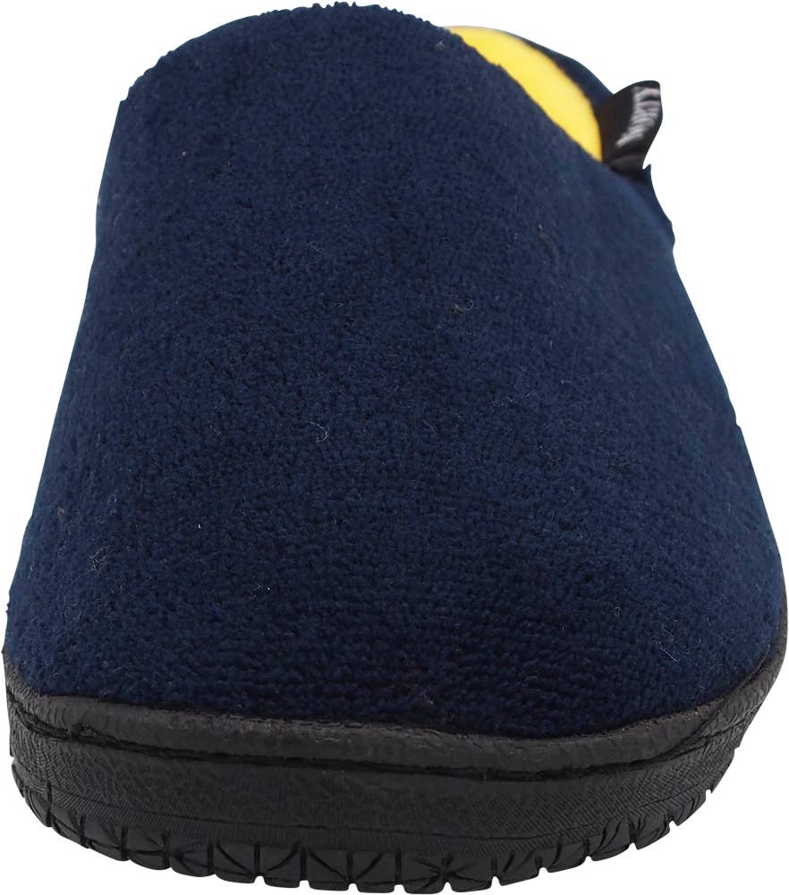Norty Mens Slippers - Memory Foam Mule and Clog Slippers - Faux Suede, Microfiber or Flannel 40822-Navy/Yellow: Large