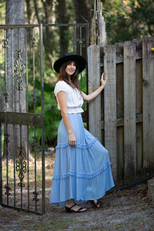 Whimsical Tasseled Summer Maxi Skirt: 4 / One Size