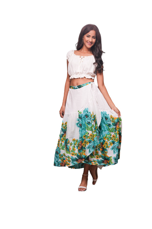 Abstract Bloom Summer Wrap Skirt: 3 / One Size