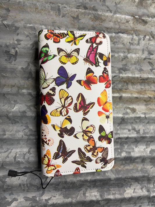 Vibrant Butterfly Print Zipper Wallet