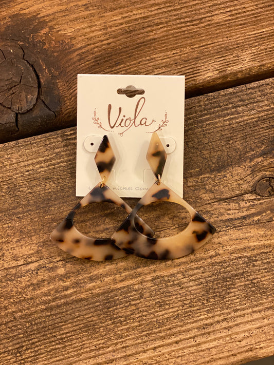 Tortoiseshell Acrylic Teardrop Dangle Earrings