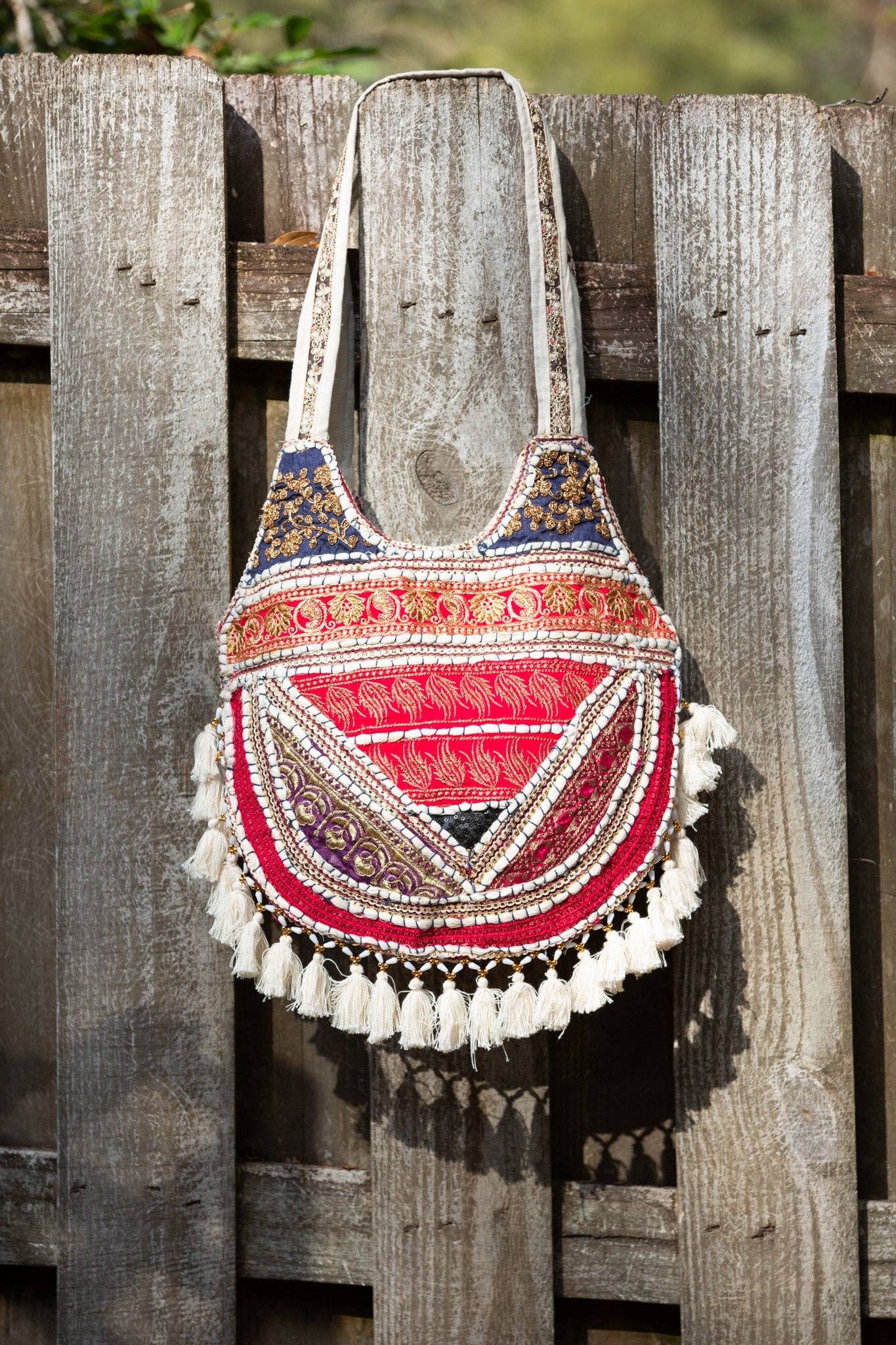 Boho Bloom Patchwork Hippie Shoulder Bag: Large / 1