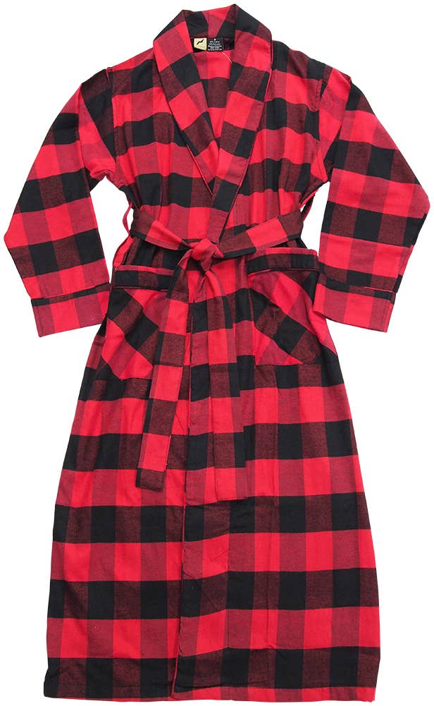 Norty Men's Flannel Bathrobe 41540 Red Black Bath Robe: Large
