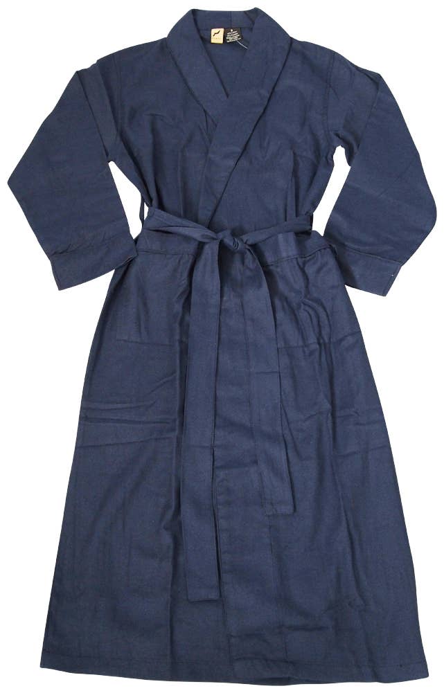 Norty Men's Flannel Bathrobe 41861 Navy Bath Robe: Large