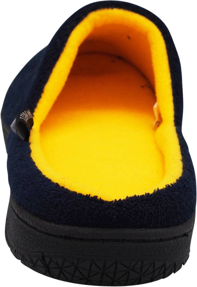 Norty Mens Slippers - Memory Foam Mule and Clog Slippers - Faux Suede, Microfiber or Flannel 40822-Navy/Yellow: Large