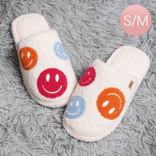 Happy Face Pattern Soft Home Indoor Floor Slippers: MS6105-FUBL-SM