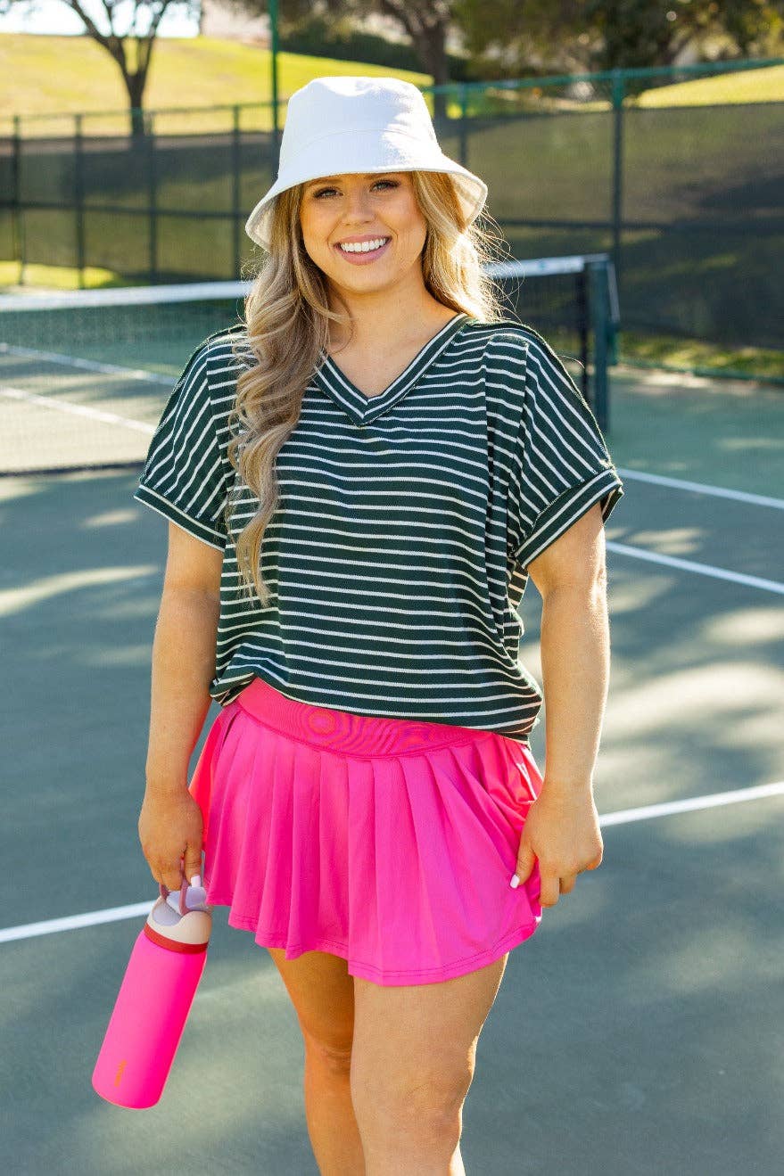 The Lucy Stripe Top, Green: Green / L