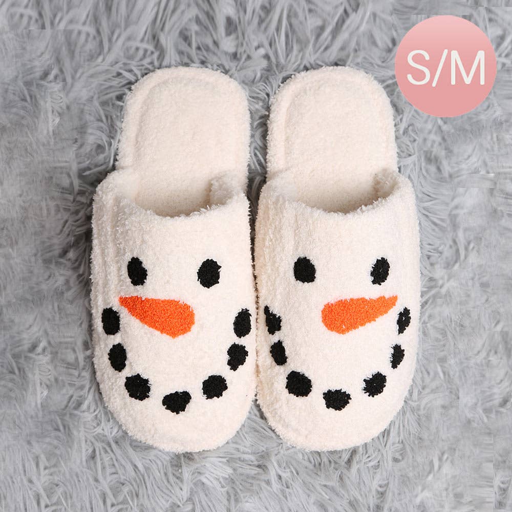 Snowman Print Soft Home Indoor Floor Slippers
: M/L