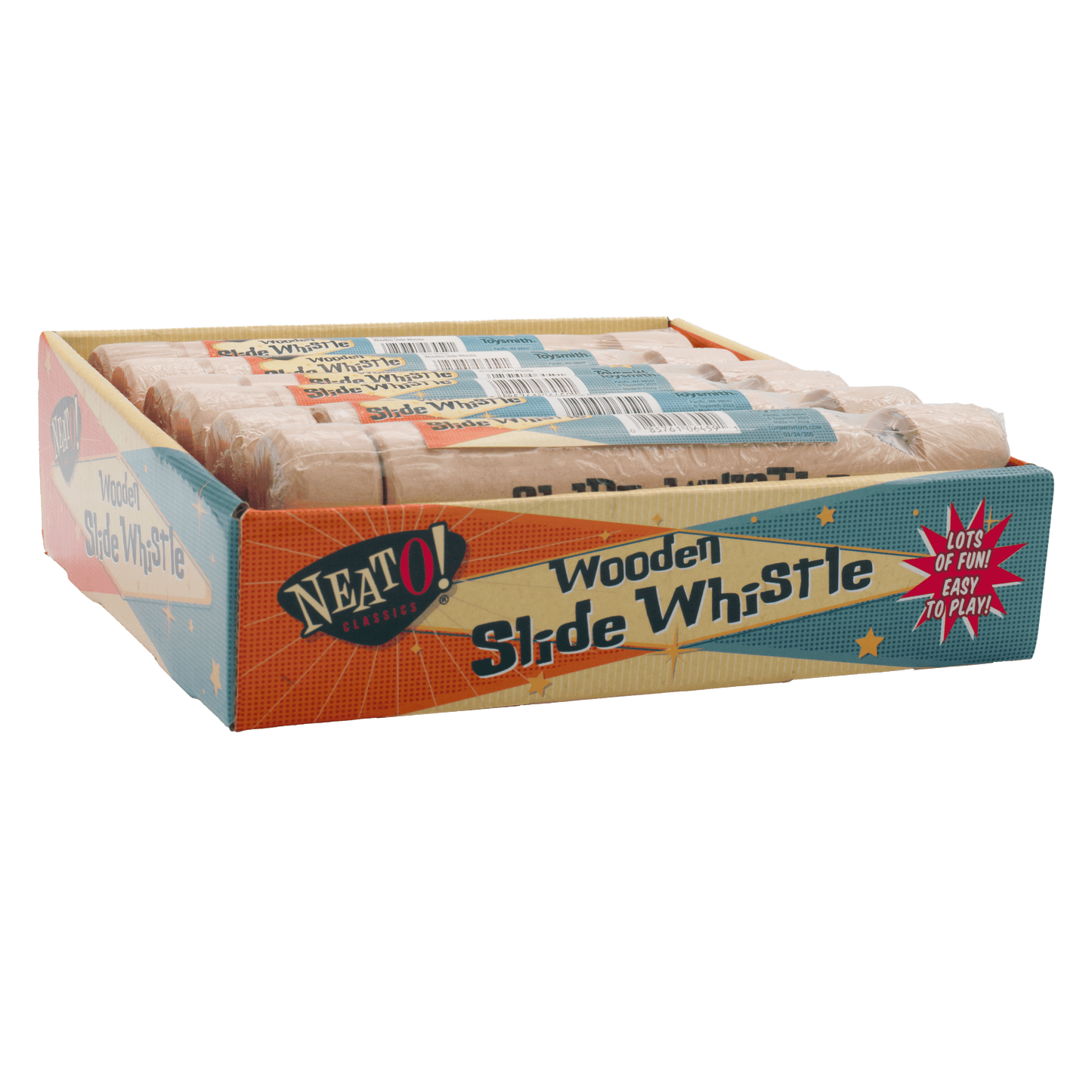 Neato! Wooden Slide Whistle, 6.5" Sealed Musical Toy, Retro