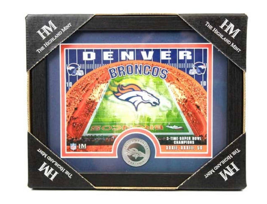 Collectible Highland Mint 11"x9" With Minted Coin- Broncos