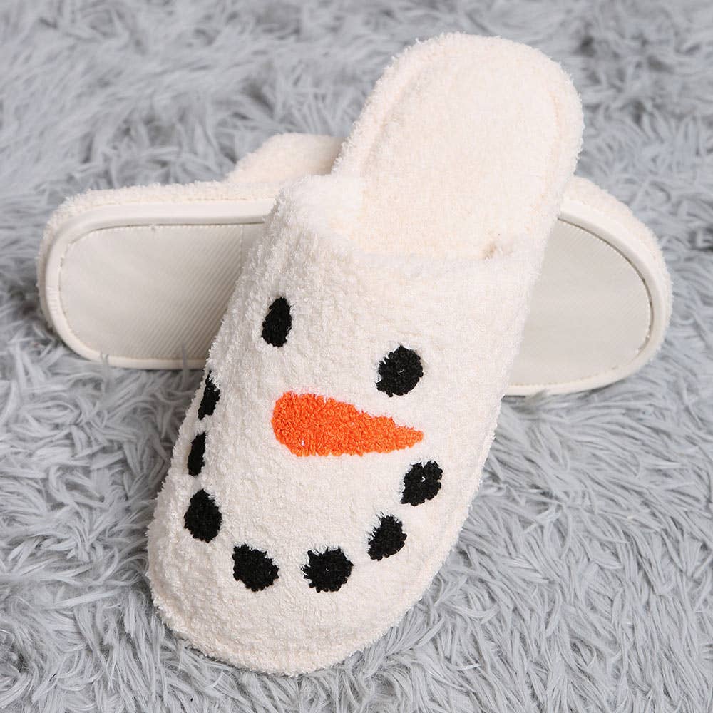 Snowman Print Soft Home Indoor Floor Slippers
: M/L