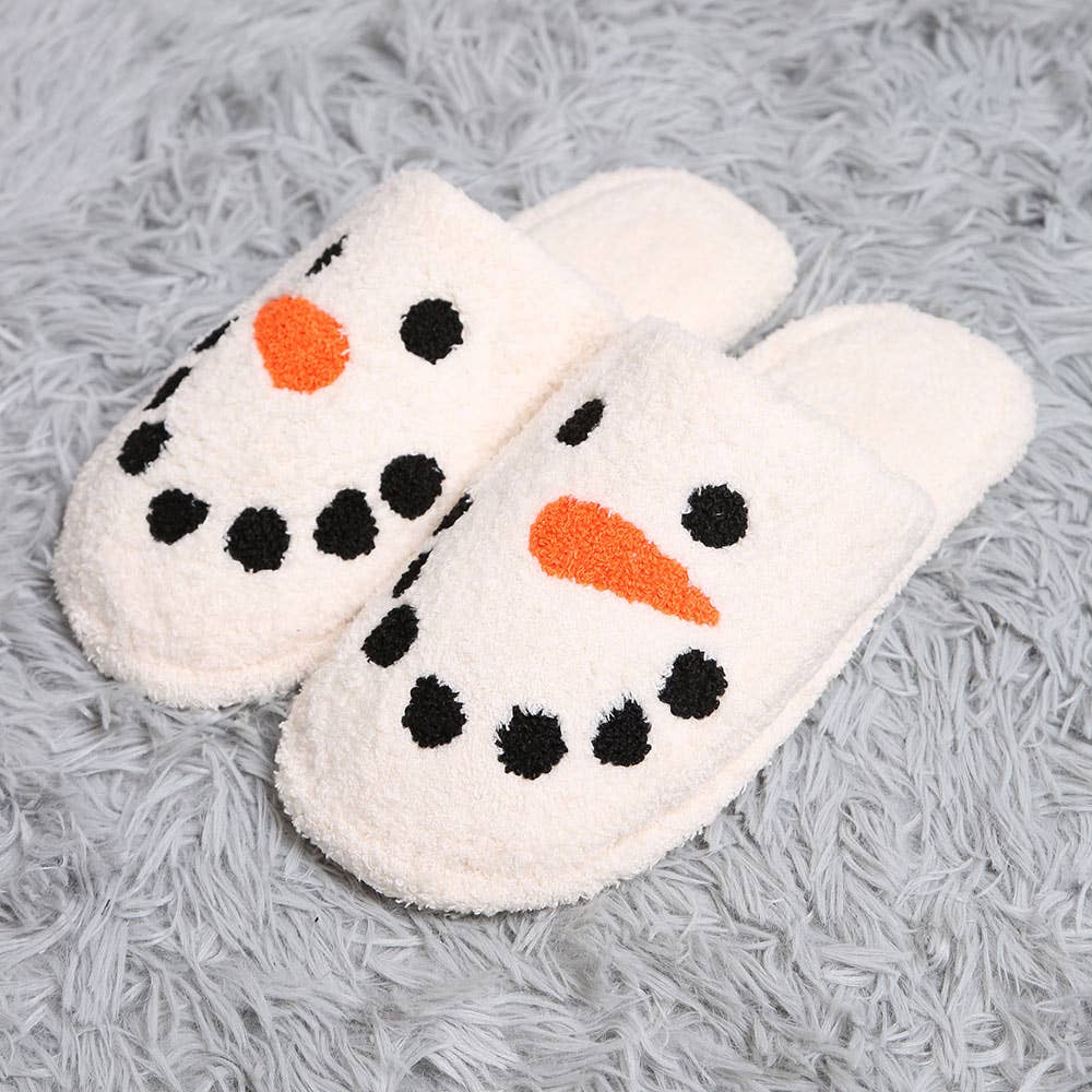 Snowman Print Soft Home Indoor Floor Slippers
: M/L