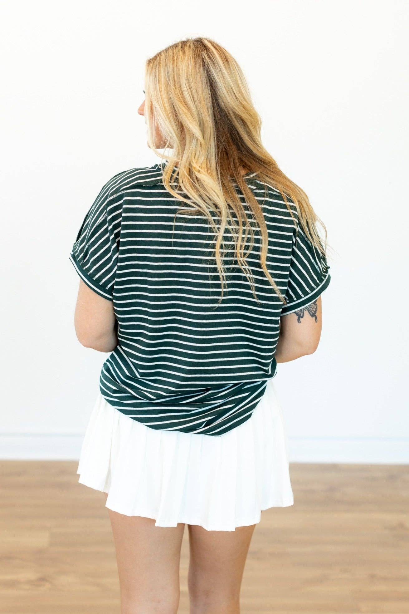 The Lucy Stripe Top, Green: Green / L