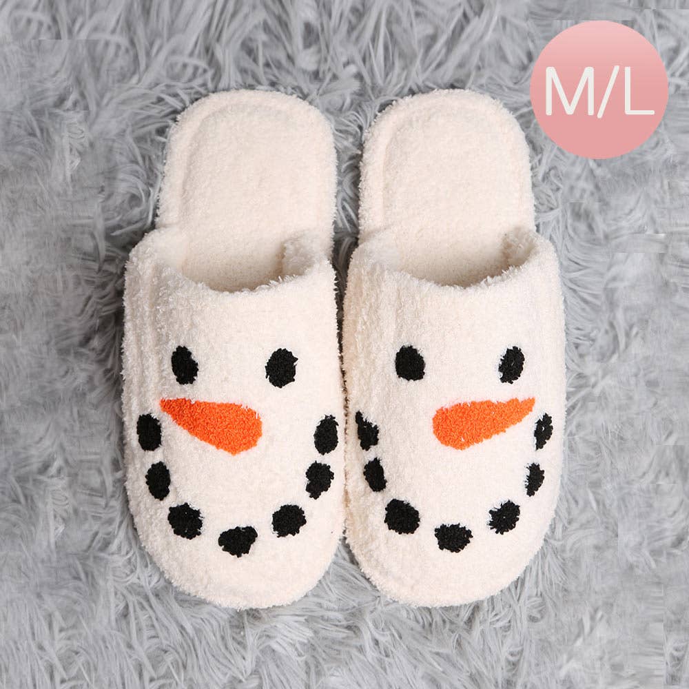 Snowman Print Soft Home Indoor Floor Slippers
: M/L